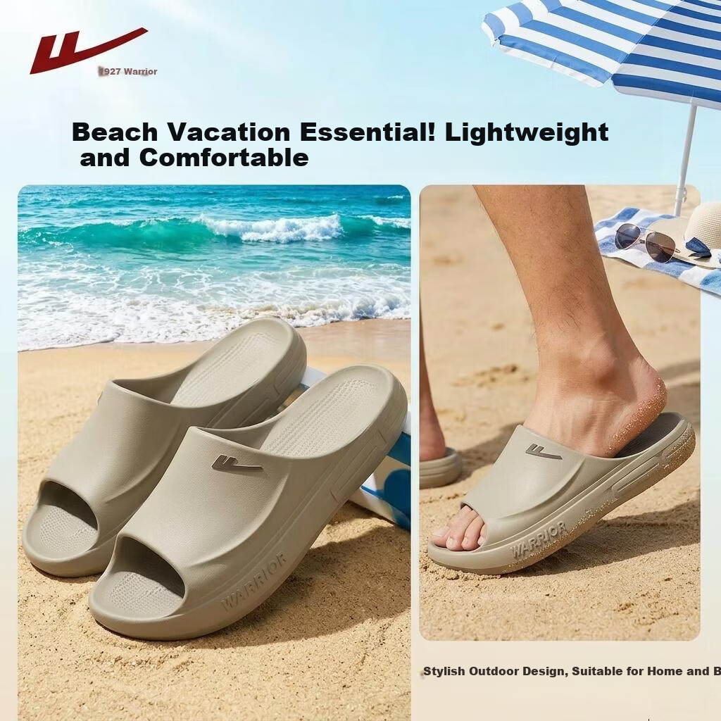 Warrior Men's Sports Slippers Outdoor Non-Slip Beach Sandals Home Bathroom Shower Flip Flops 0665 Gray Size 44-45 1
