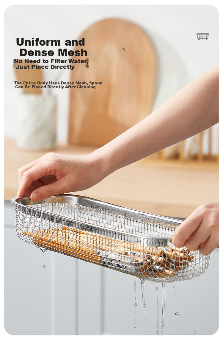 Chuida Huang 304 Stainless Steel Chopsticks Basket Disinfection Cabinet Spoon and Chopsticks Storage Basket Household Drainless Chopsticks Box 5