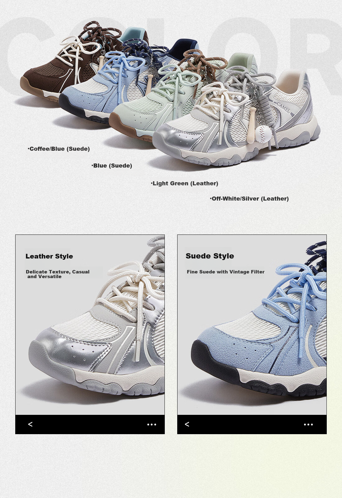 CAMEL Li Keyi Same Style Lightweight Cloud Training Shoes Women Thick Sole Casual Shoes L26S076027 Blue Size 35 7