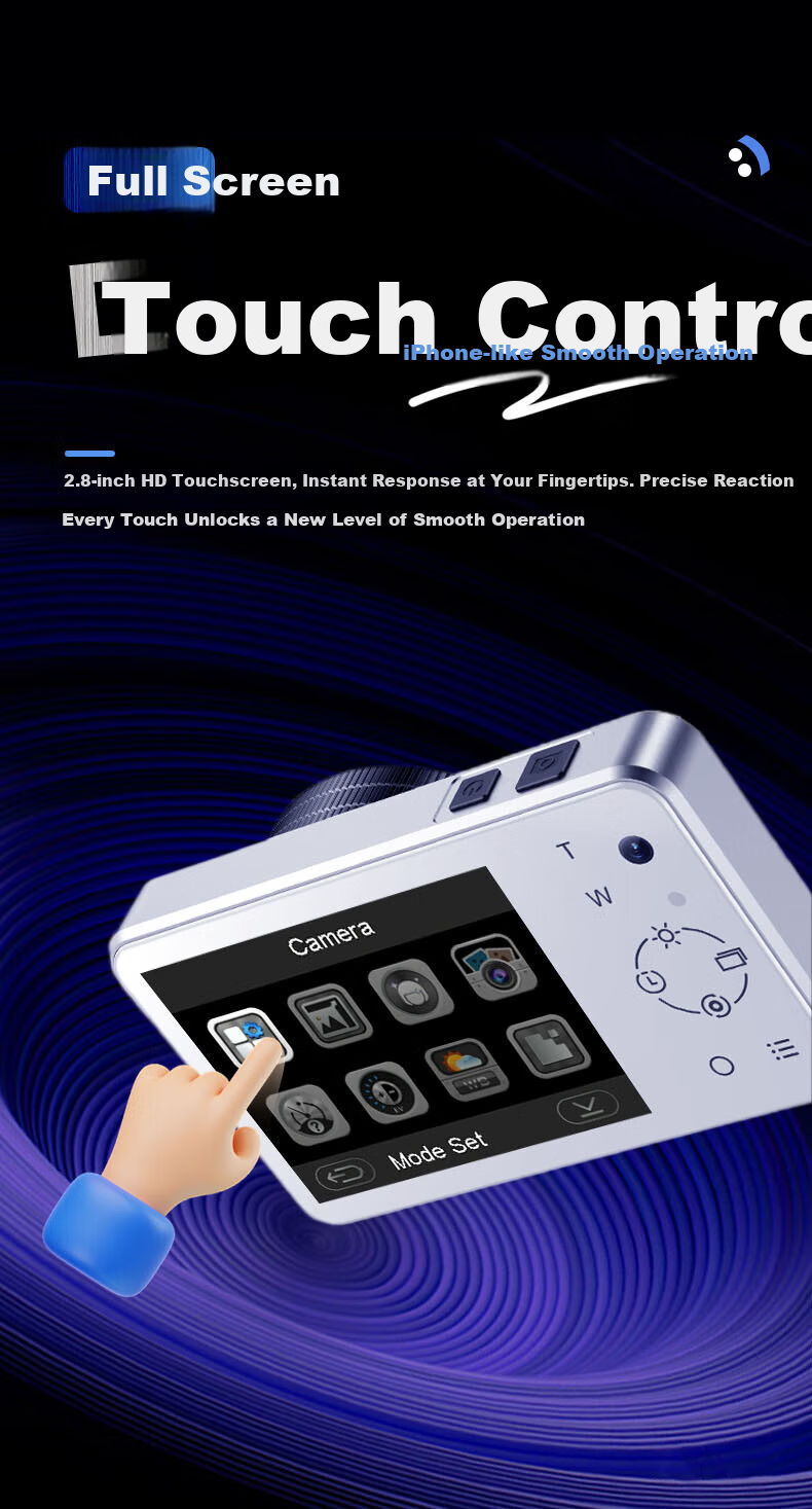 Aigo Patriot E8 Student Digital Camera Touchscreen Metal Body Campus HD Travel CCD Dual Cameras Selfie 32GB White 8