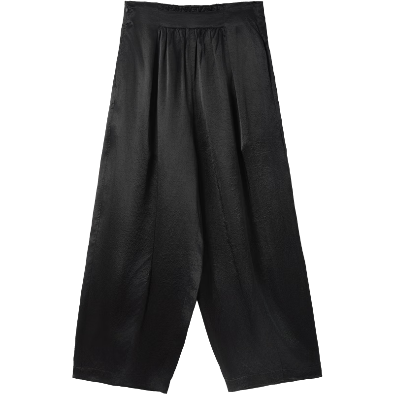 Demana [100 Acetate] Summer Lightweight Pearlescent Pleated Carrot Pants Slim Fit Cropped Casual Pants for Women Premium Feel