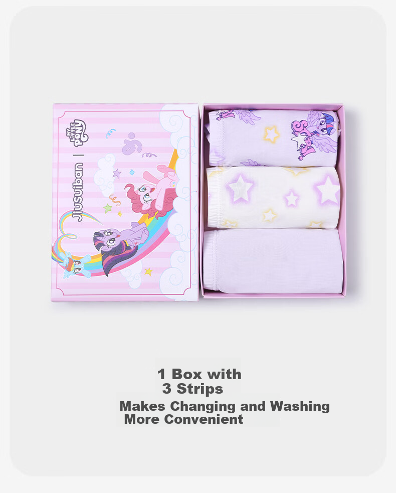Jiusuiban My Little Pony Collaboration Children's Girls' 7A Antibacterial Thin Boxer Briefs with Silk Gusset Toddler Shorts 6