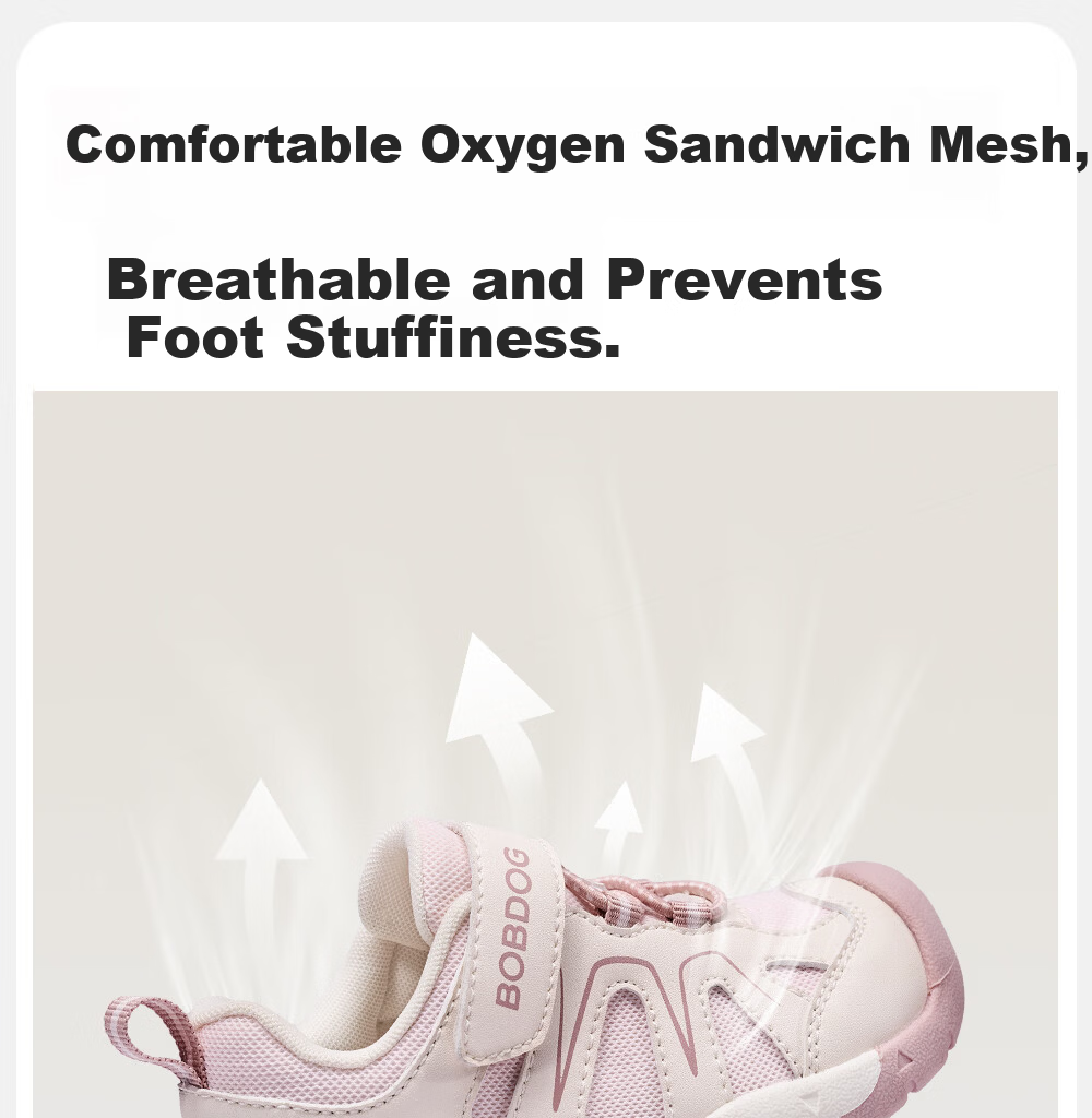 BOBDOG Toddler Baby First Walking Shoes 26 Spring New Boys Girls Soft Sole Breathable Non-slip Functional Shoes White 19 9