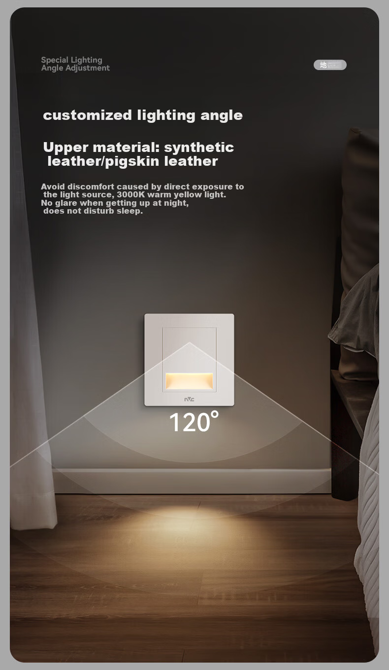 NVC Radar Sensor Smart Footlight Night Light 86 Embedded Corridor Passageway Silver Gray 6