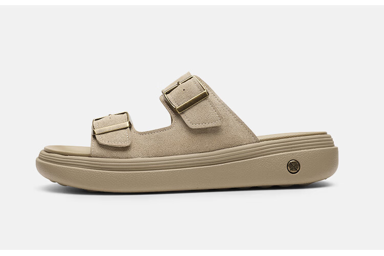 Goldlion Men's Shoes 26th Anniversary New Retro Suede Hook-and-Loop Casual Shoes Lightweight Sandals G589620386XXF Apricot 40 11