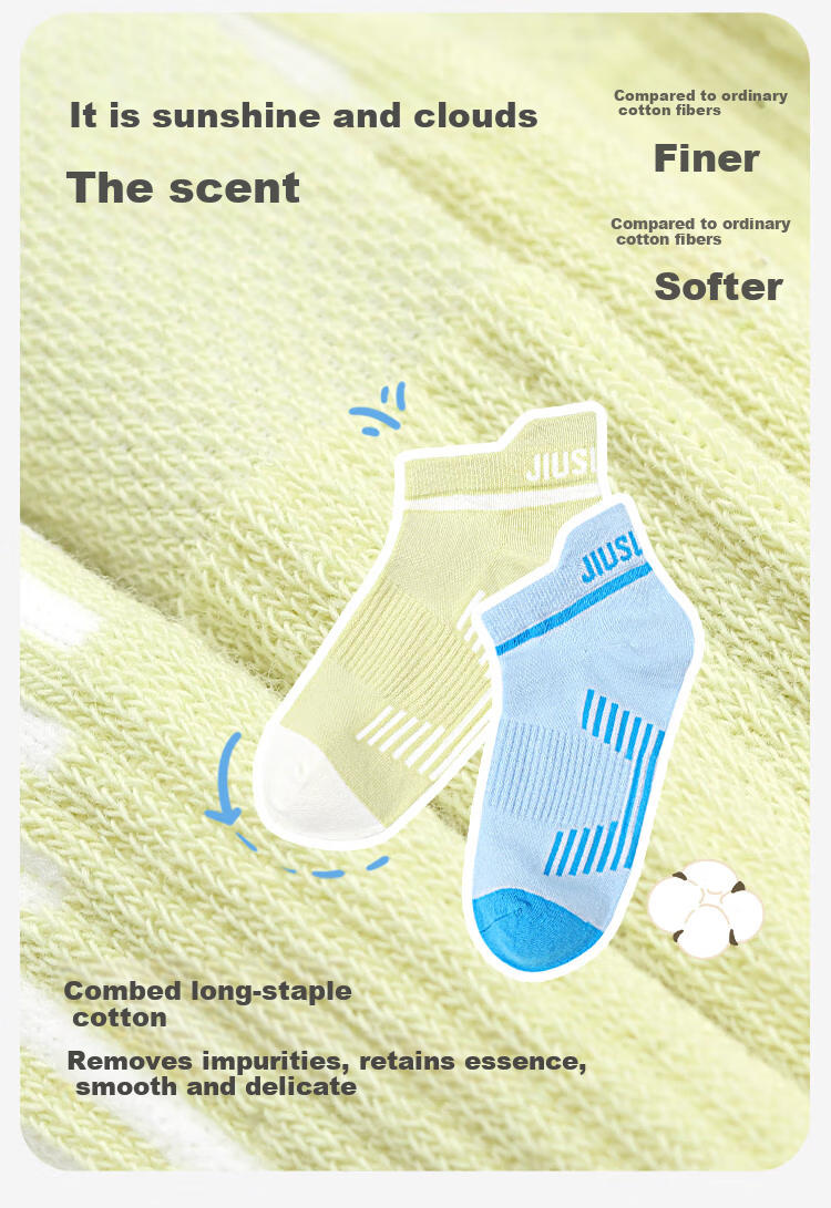 Jiusuiban Long Staple Cotton Boys' Socks Spring Summer Mesh Thin Short Tube Youth 7A Antibacterial Student Sports Socks 3