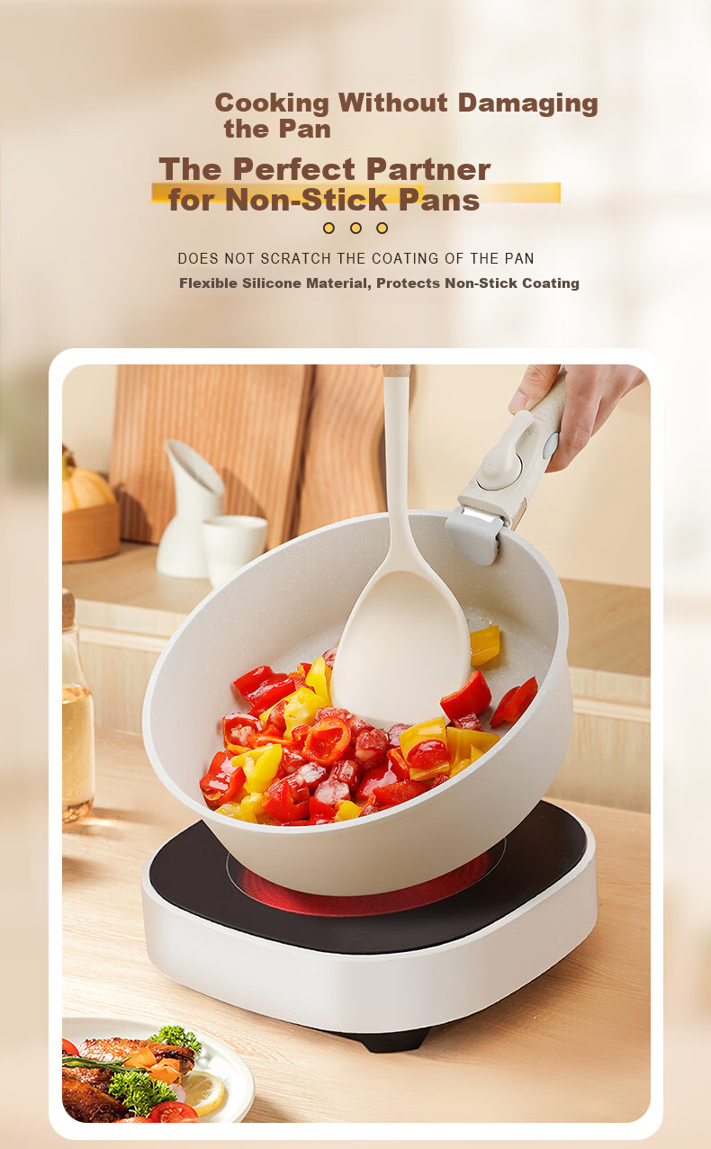 ASD Silicone Spatula Set Non-Stick Frying Pan Cooking Utensils High Temperature Resistant Household Cooking Spoon and Turner 5