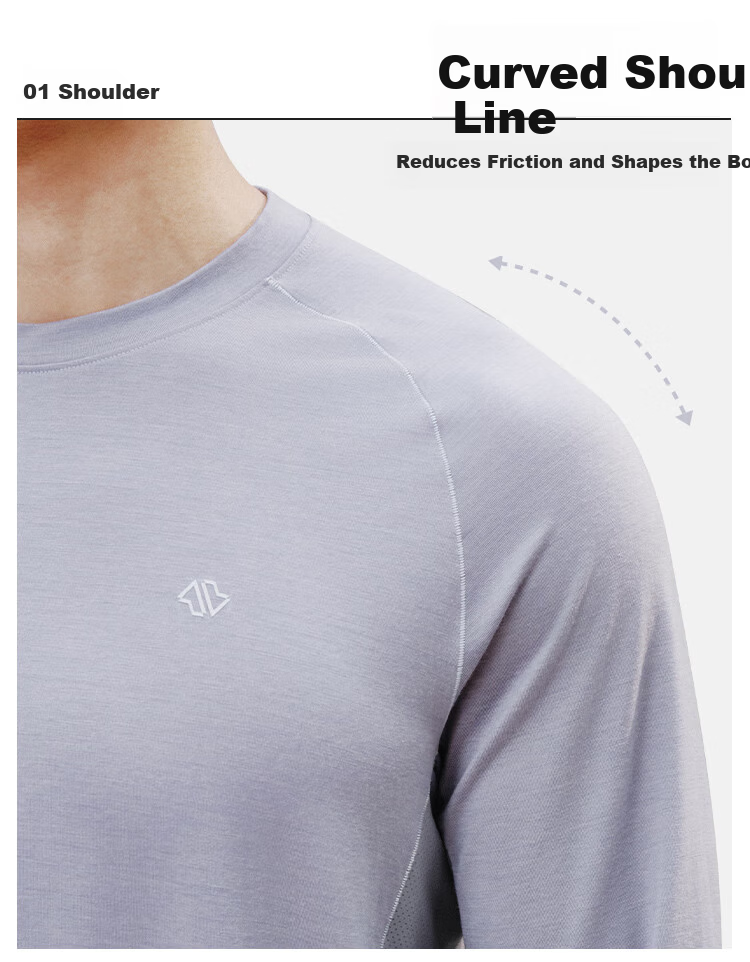 JD Jingzao Spring Australian Merino Wool Base Layer Sports T-Shirt Men Warm Quick-Dry Black 3XL 18