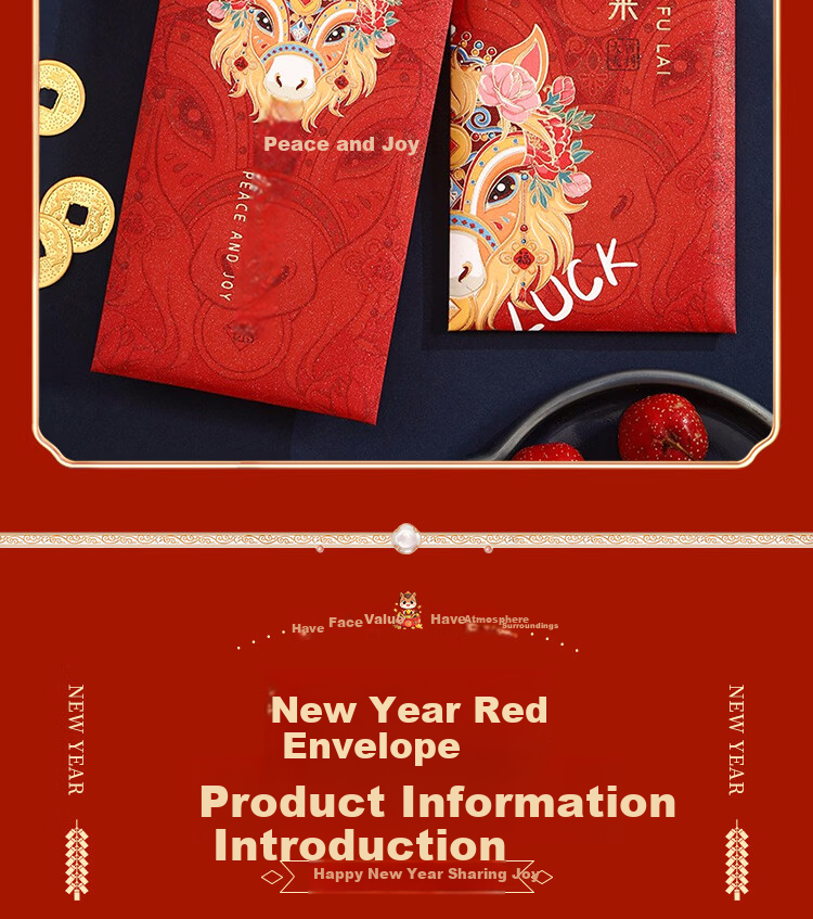 Extreme Space Bonus Red Envelope Gold List Success Birthday Creative Red Packet Work Start Good Luck Red Envelope Newborn Red Packet Bag 6 Pieces 3