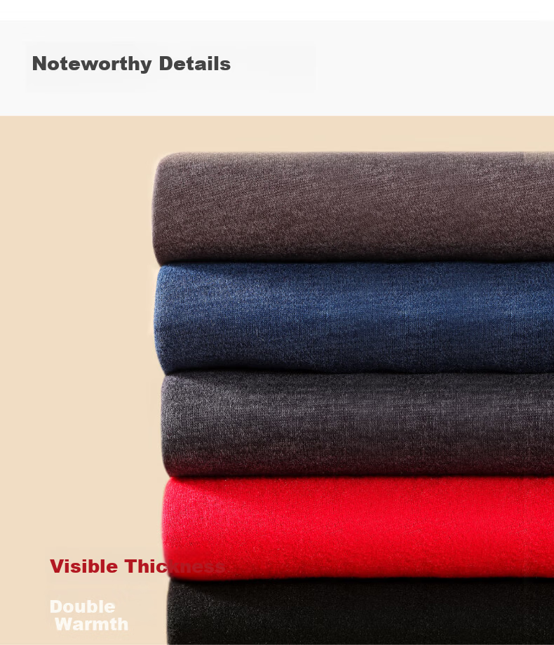 MINISO Men's Thermal Underwear Set Autumn Winter Wool Silk Heating Fleece Crew Neck Top and Bottom 6