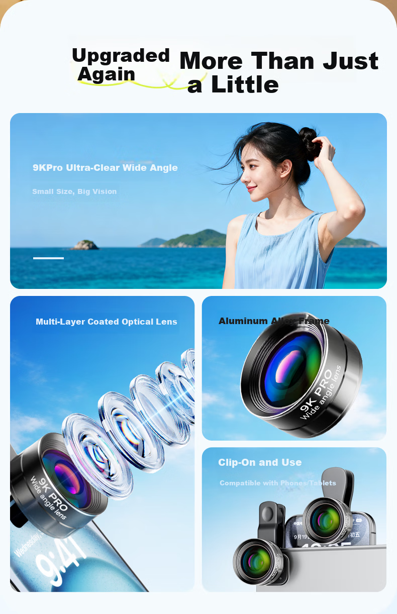 Suoying [Hot Sale 200K+] Wide-Angle Lens Mobile Phone External Camera Dedicated for Live Streaming Universal 9K HD Video Shooting Professional External DSLR-Level Lens 5