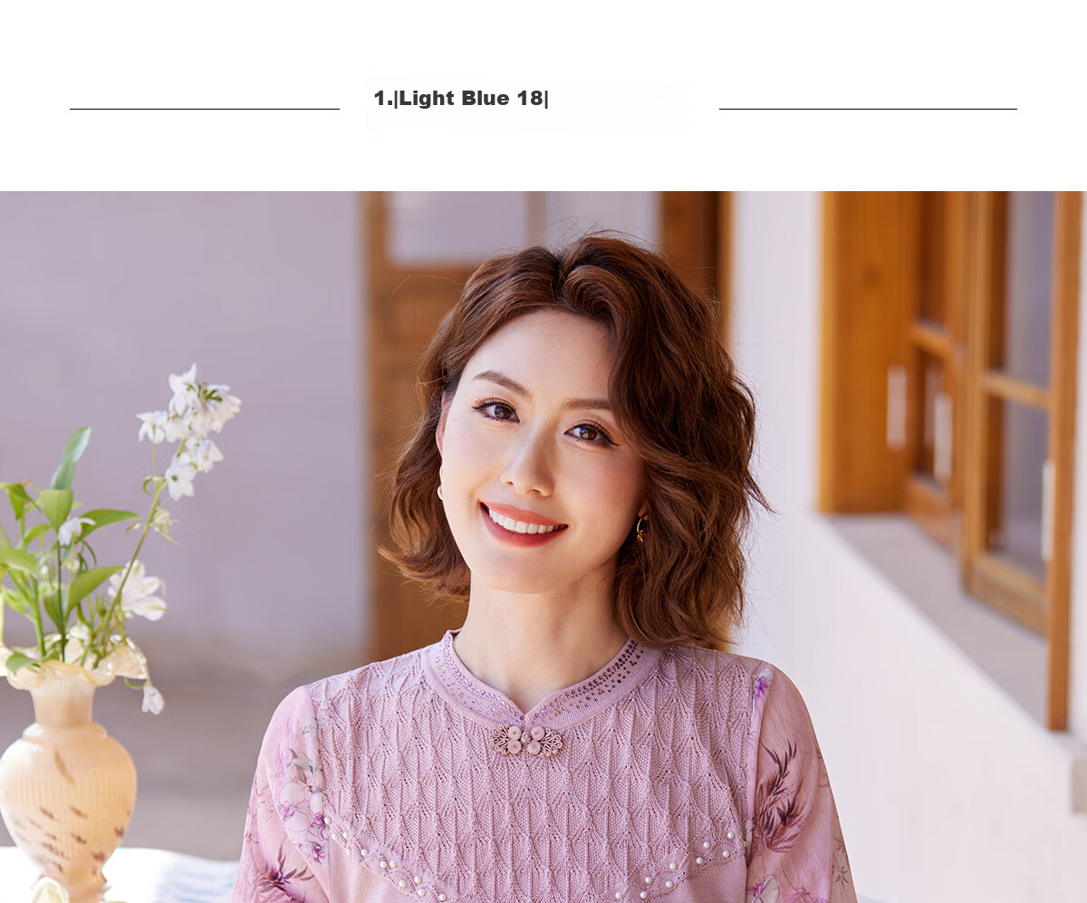 YUZHAOLIN Traditional Chinese Style 3/4 Sleeve T-Shirt for Middle-aged and Elderly Women, Grandma Top Y244T5825 8