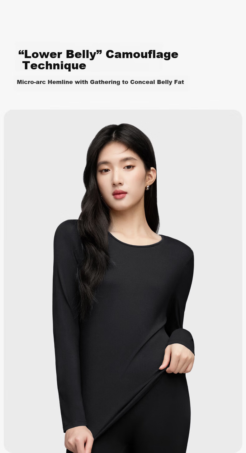Onoko Slim Fit Base Layer Long Sleeve T-Shirt Women's Autumn New Round Neck White Thermal Innerwear 6