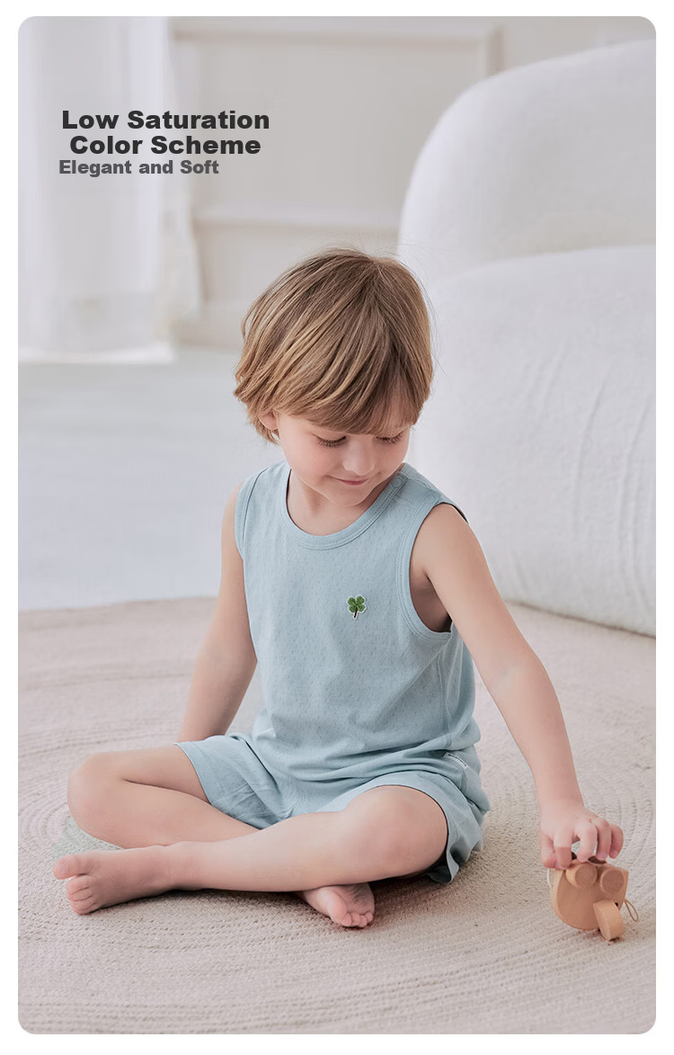 Babylove Baby Vest and Shorts Two-Piece Set Summer Thin Breathable Bamboo Cotton Sleepwear for Boys and Girls 7
