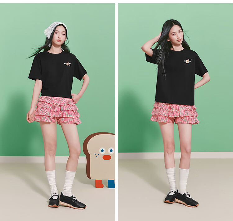 Semir BB Collaboration 100% Cotton Women's Short Sleeve T-Shirt 2026 Summer Breathable Loose Fit Crew Neck Top 109326100021 34