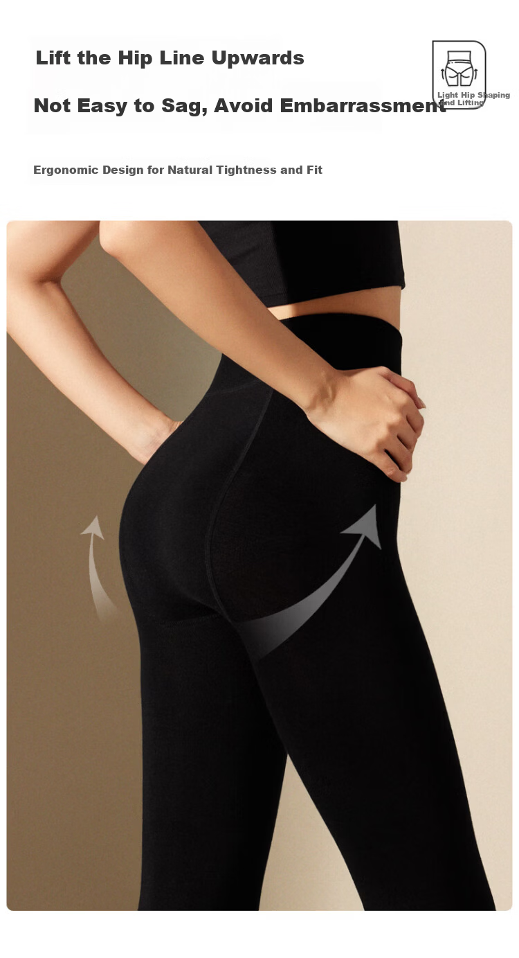 LangSha Light Leg Magic High-Waist Slim Fit Fleece-Lined Thickened Tights for Women Autumn Winter Gray Medium Thickness 9