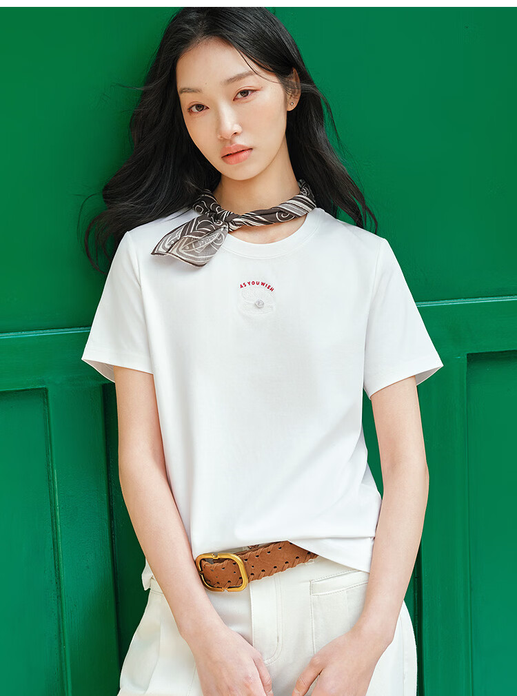 Semir Senrou Women's Summer Short Sleeve T-Shirt Casual Pullover Embroidered Round Neck 2026 Mall Style 101326100006 8