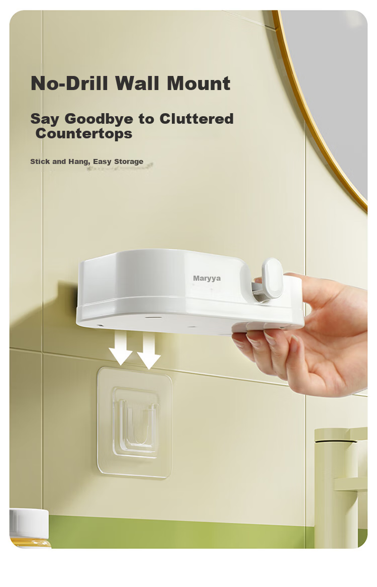 Meiliya Wall-Mounted Double-Layer Draining Soap Dish No-Drill Bathroom Soap Holder Household Soap Box 8