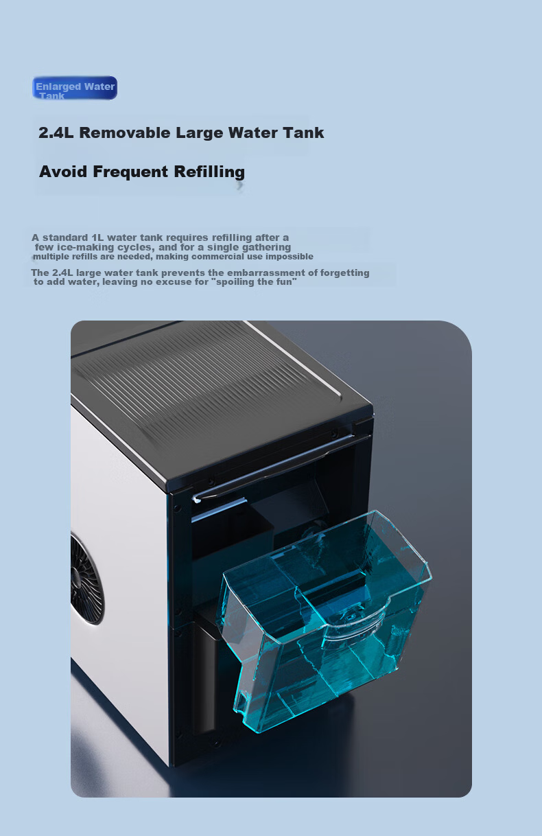 Hicon Ice Maker Household Fully Automatic Commercial Dual-Use 30kg Large Capacity Non-Melting Pellet and Cube Ice Maker 13