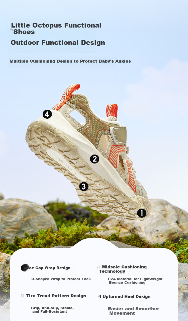 Balabala Kids Steady Shoes Boys and Girls Sandals 2026 Summer New Colorblock Functional Shoes Kids Mesh Sports Shoes 2
