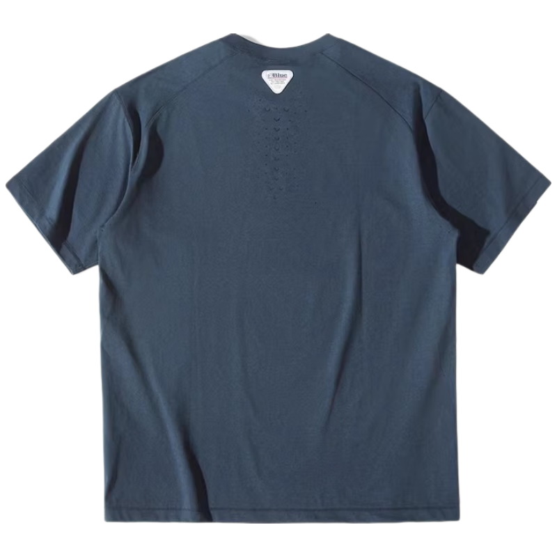 Lanqi Frog Breath Moisture-Wicking Quick-Dry Short Sleeve T-Shirt 2026 Spring Men's Breathable Outdoor Running Crew Neck T-Shirt Blue Gray 2XL