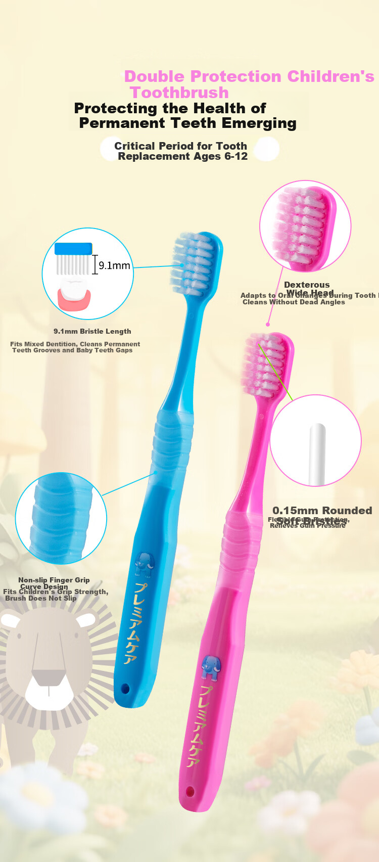 EBISU 6+ Soft Bristle Toothbrush Children's Customized Rounded Soft Bristles Age-Specific Dental Care Oral Cleaning 3-Pack 9