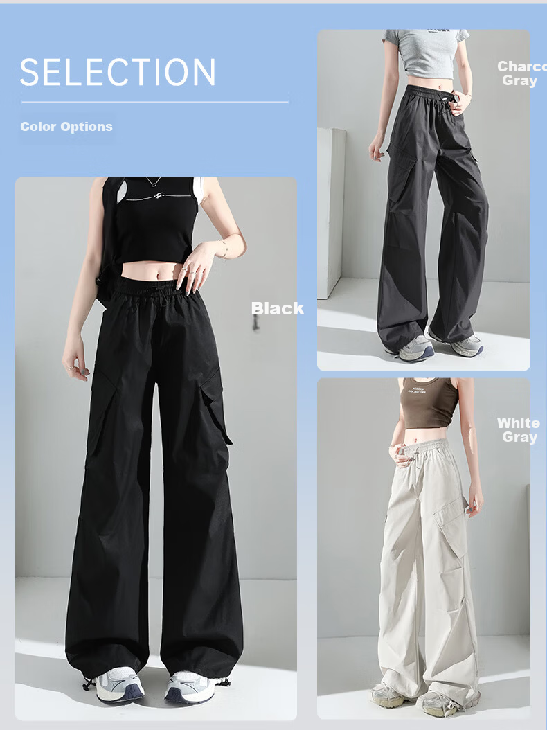 Borui Women's Slant Pocket Cargo Pants 2026 New Spring Summer Thin Sun Protection Quick-Dry Casual Ice Silk Sports Pants 16