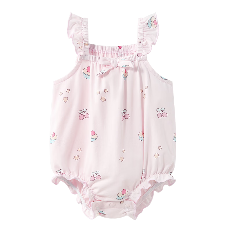 Betis Infant Summer Sleeveless Romper Breathable Cute Lace Trim Baby Girl Short Sleeve Triangle Bodysuit