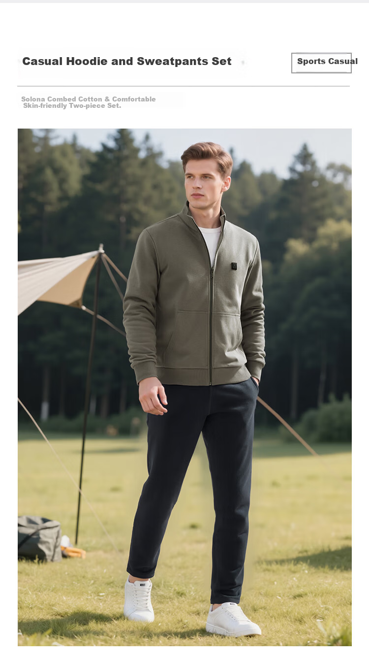 MONTAGUT Men's Spring and Autumn Casual Sports Suit Sweatshirt Jacket and Pants Running Sportswear Light Gray 2XL 3