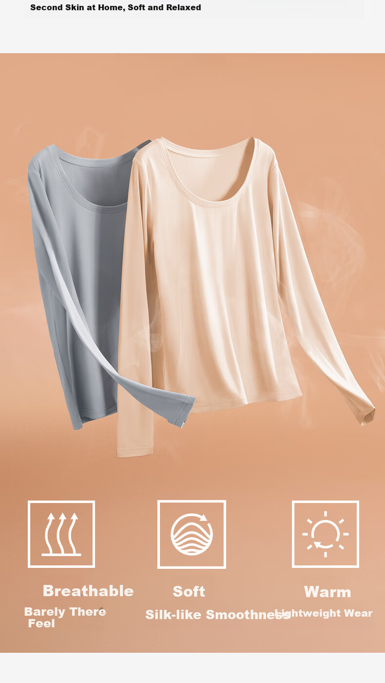 YOUKESHU Women's Thermal Underwear Set Moisturizing Coconut Oil Skin Care Seamless Slim Fit Comfortable Base Layer 8