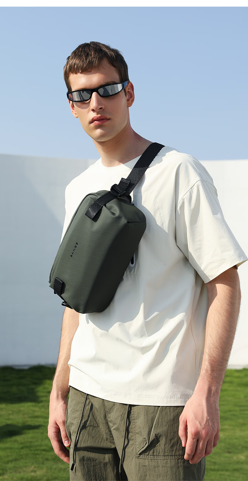Bange Men's High-Quality Crossbody Bag Commuter Waist Bag Durable Fashion Casual Korean Style Shoulder Chest Bag 7837 Black 6