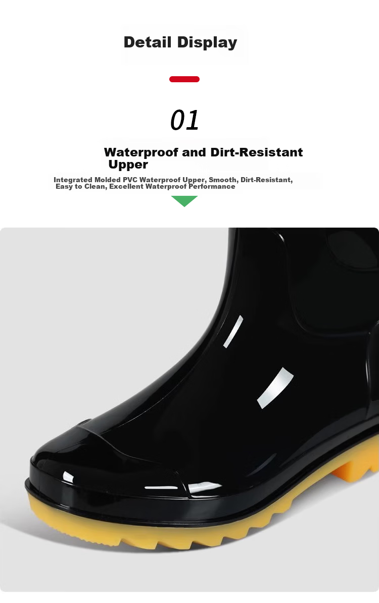 Haosikepu Black High Tube Waterproof Outdoor Rain Boots Non-slip Wear-resistant Rubber Shoes Size 43 5