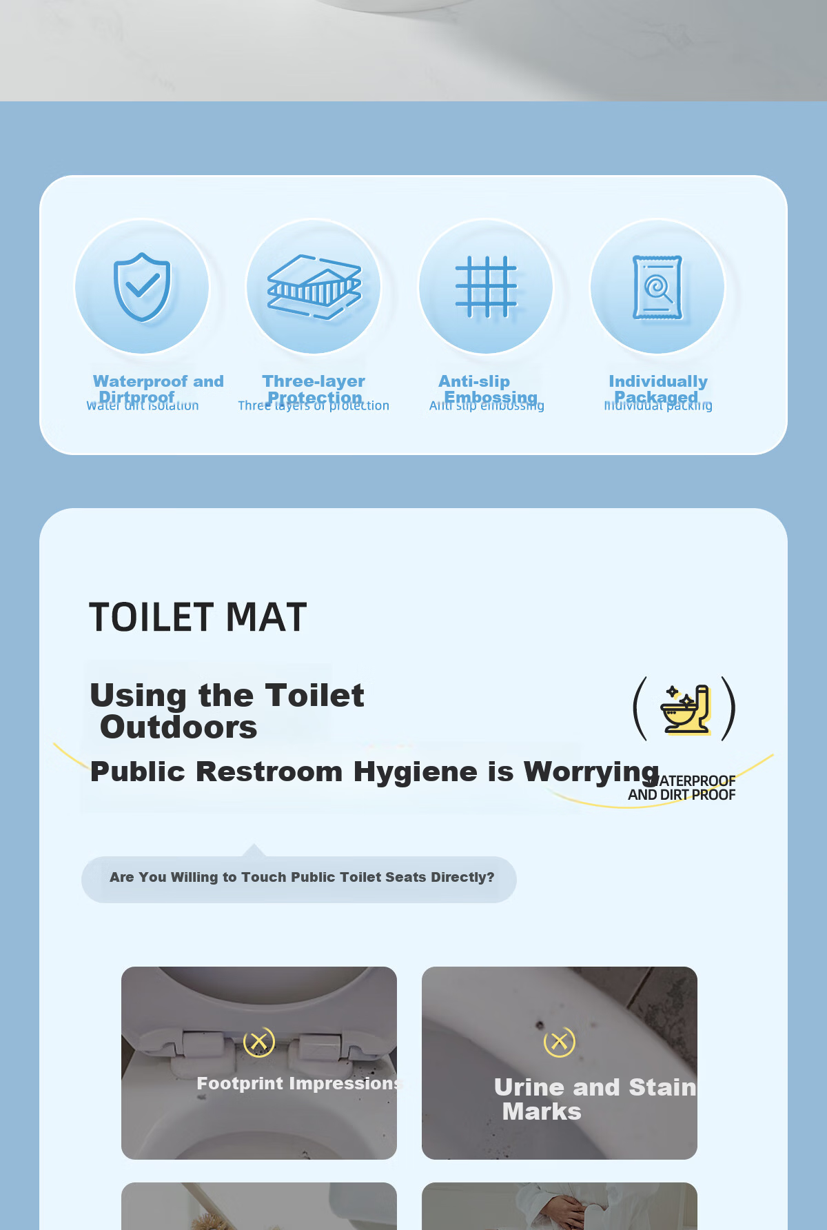 BADIGAO Disposable Full-Coverage Toilet Seat Cover Maternity Commode Pad Travel Hotel Portable Toilet Seat Paper 2