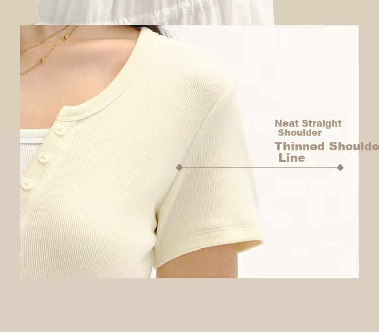Semir Mall Style | Women's Summer Short Sleeve T-Shirt, Short Colorblock Fake Two-Piece, 2026 Shoulder Top 101326100004 9