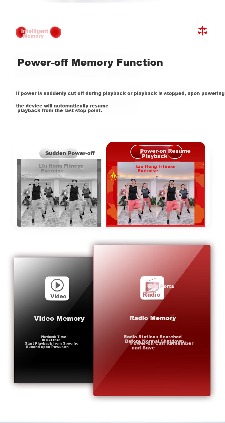Huabao V12 Video Player for Elderly, Opera Machine, Square Dance Speaker, Radio, Portable Video Player with 64GB USB Drive 5