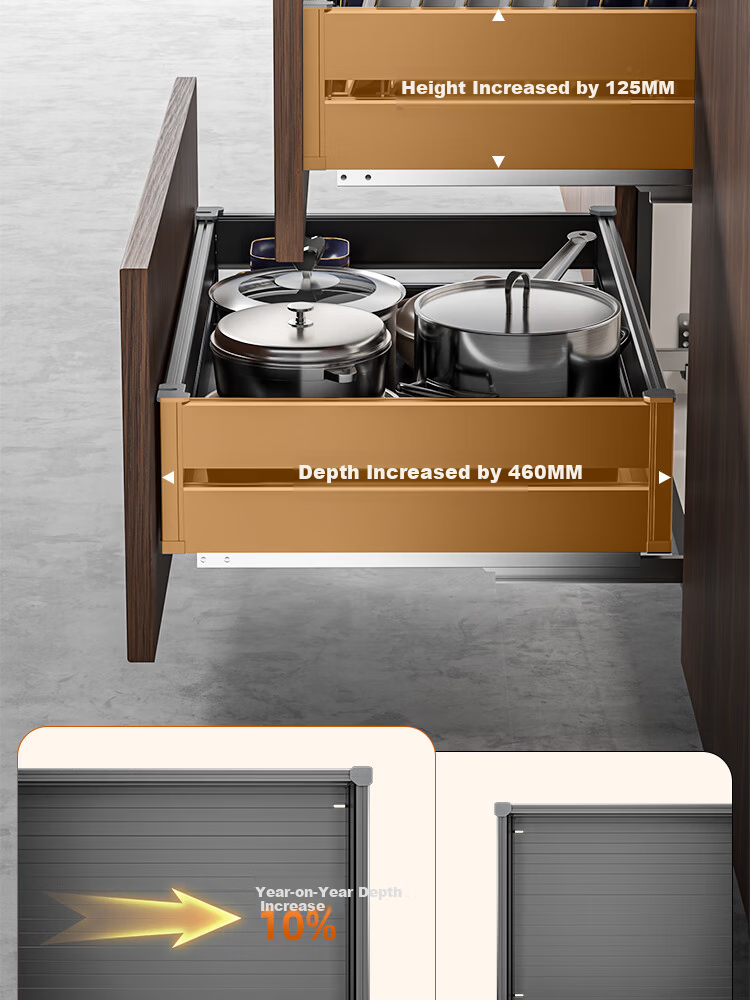 Sijimuge Pull-Out Double-Layer Aluminum Alloy Deepened and Heightened Kitchen Cabinet Drawer Basket Spice Rack 6