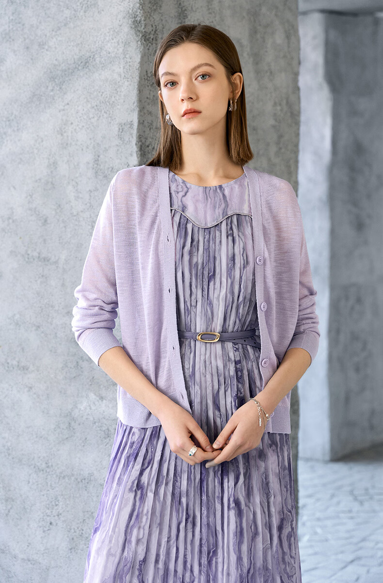 Yanyu Long Sleeve Lightweight Knitwear Women 2026 Summer Simple Versatile Cardigan V-Neck Top Off-White L 24