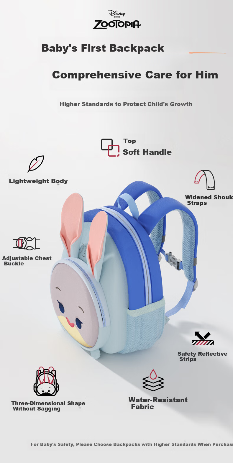 Disney Kids Backpack for Preschool Girls and Boys Lightweight Outdoor Toddler Shoulder Bag Nick 3