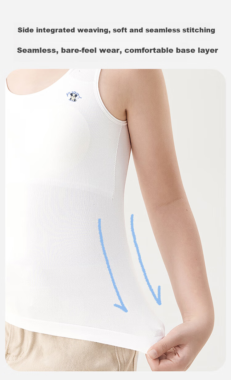 Jiusuiban Girls' Vest with Chest Pad, Thermal Seamless Long Bra Top for 11-12 Year Old Girls 8