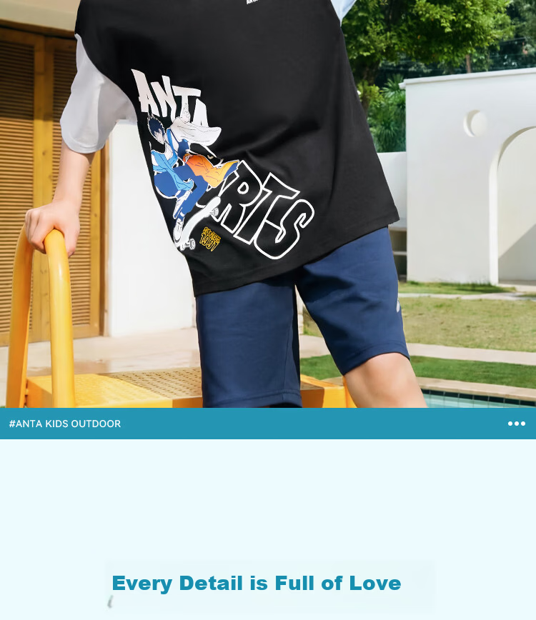 Anta Kids Knitted Short Sleeve 2026 Summer Youth Comfortable Breathable Trendy T-Shirt 352628154R 12