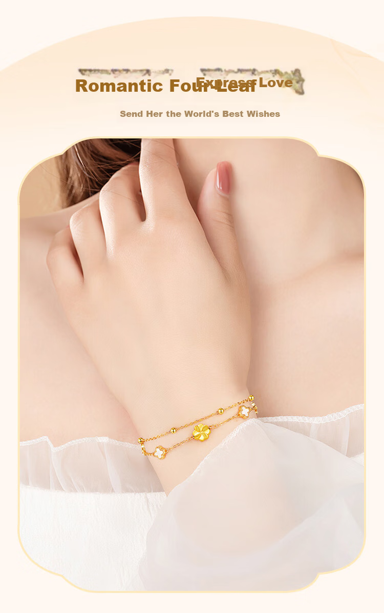ALLOVE Four-Leaf Clover Gold Bracelet for Women 2026 New Luxury Birthday Gift for Girlfriend Wife 3