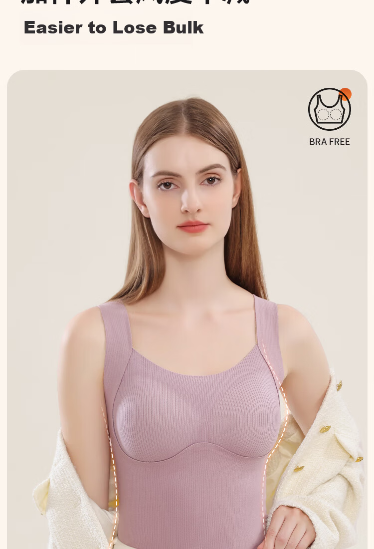 Urban Beauty Women's Thermal Vest with Chest Pad Thin Inner Wear Base Layer Wool Silk Thermal Underwear Autumn Shirt 13