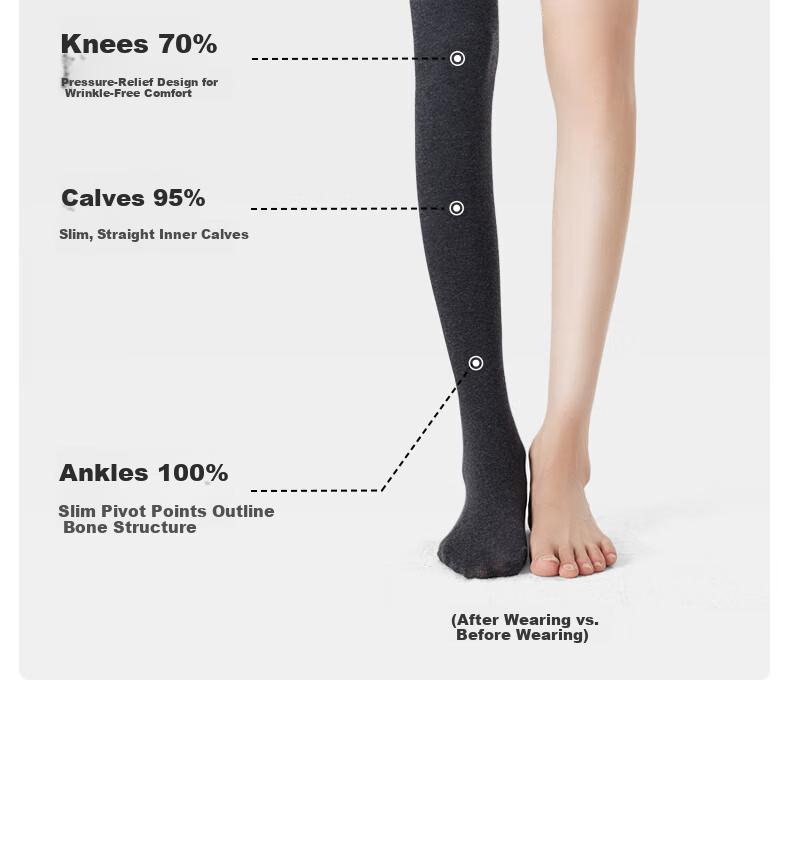 JKN Women's Coffee Color Thickened Autumn Winter Leggings [Slight Compression Slimming] Fleece Lined Thin Velvet Pressure Heating Vertical Stripe Tights 13