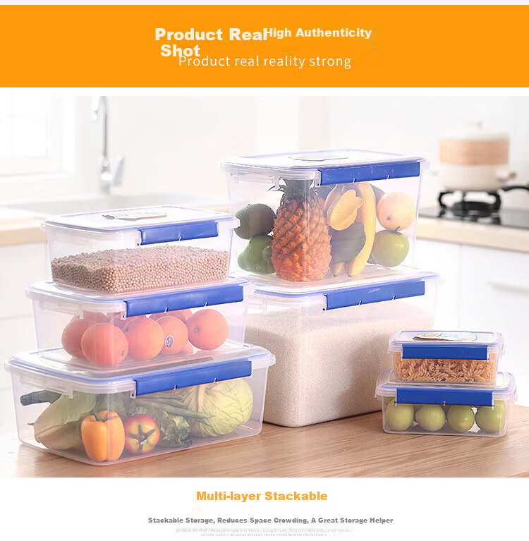 Danshi Zhiyuan Commercial Transparent Plastic Food Storage Container 1.5L, 22x16x8cm, Refrigeration Sealed Box, Jingcang 14