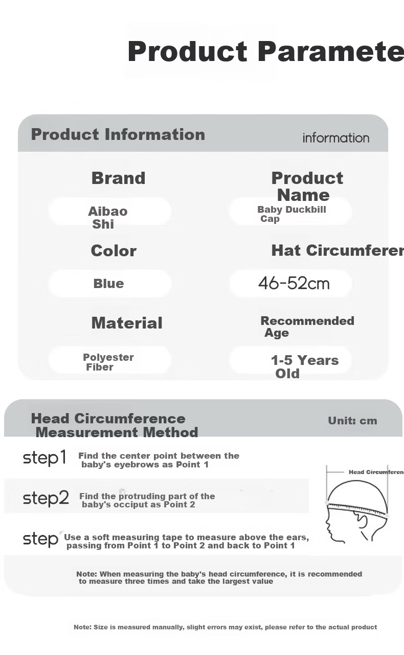 Aibao Baby Hat Spring and Autumn Cartoon Baseball Cap for Kids Outdoor Sunshade Blue Bear T150 10