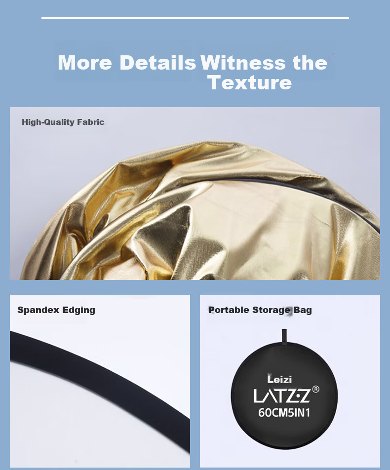 Leiz 80CM 2-in-1 Reflector Photography Studio Foldable Fill Light Board Portable Outdoor Portrait Soft Light Board Gold Silver Black White Round Lighting Board Photography Props 11