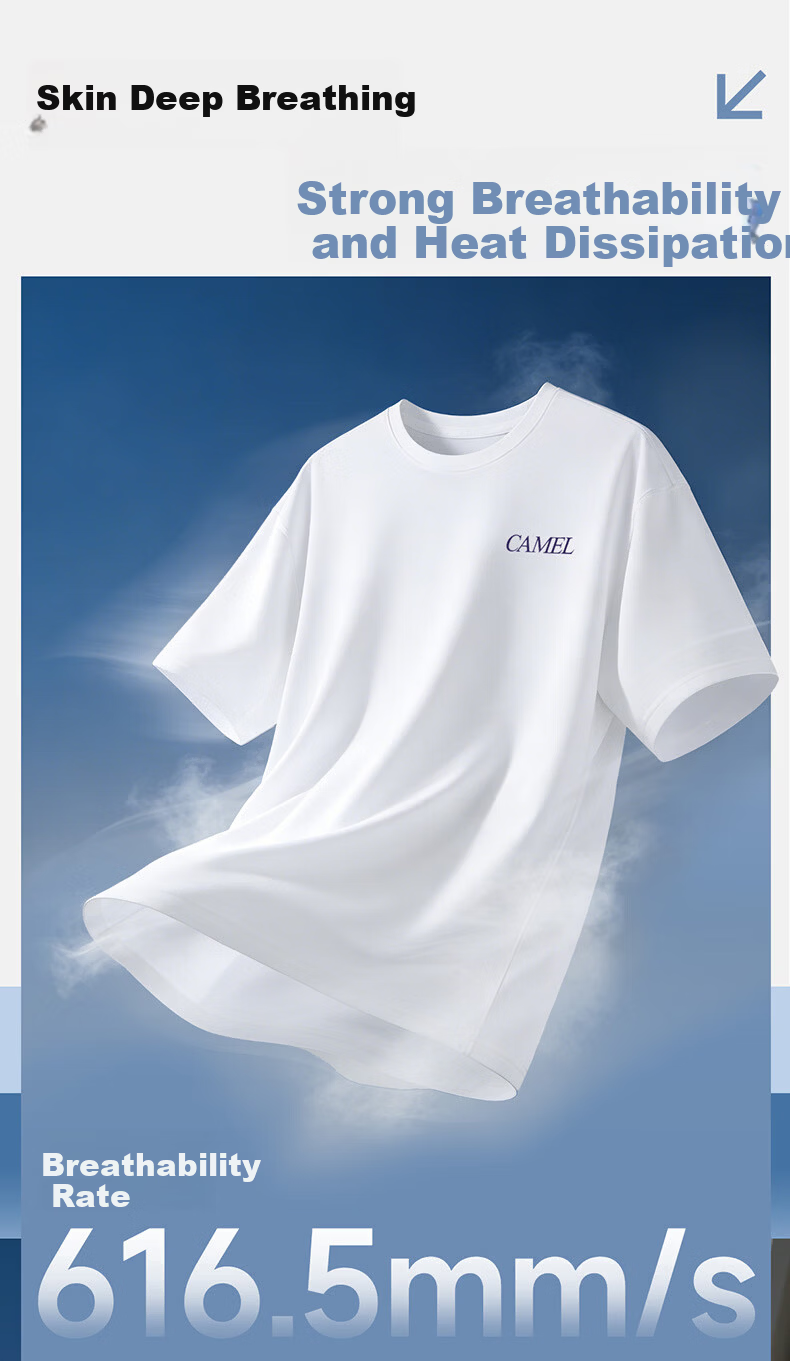 CAMEL Quick-Dry Women's Ice-Feel Sun Protection Crew Neck Short Sleeve Sports T-Shirt C26BARLG053 Morning Smoke Pink L 10