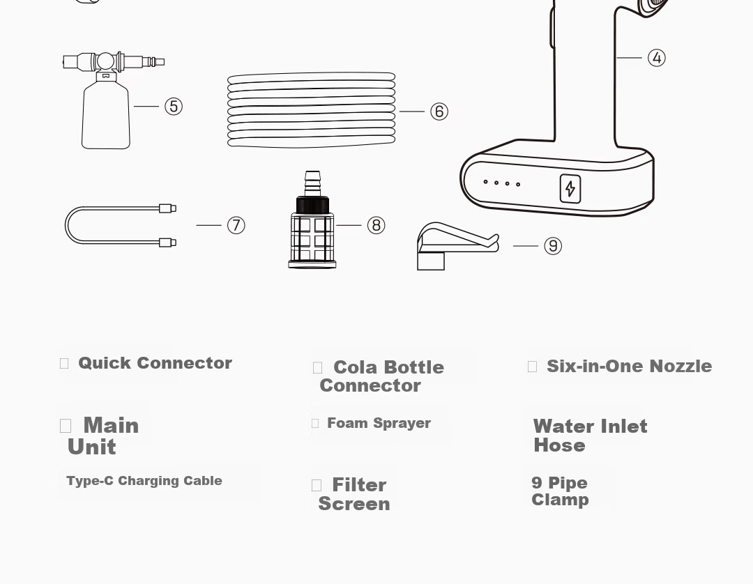 Deli High-Pressure Car Wash Water Gun Household Car Washer Large Capacity Battery Long Battery Life High Power Multifunctional Lightweight Portable 23