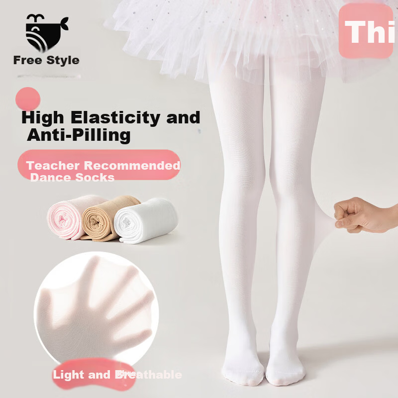 Free Style Girls' Dance Socks Summer Thin White Tights Baby Practice Special Pantyhose Children's Stockings