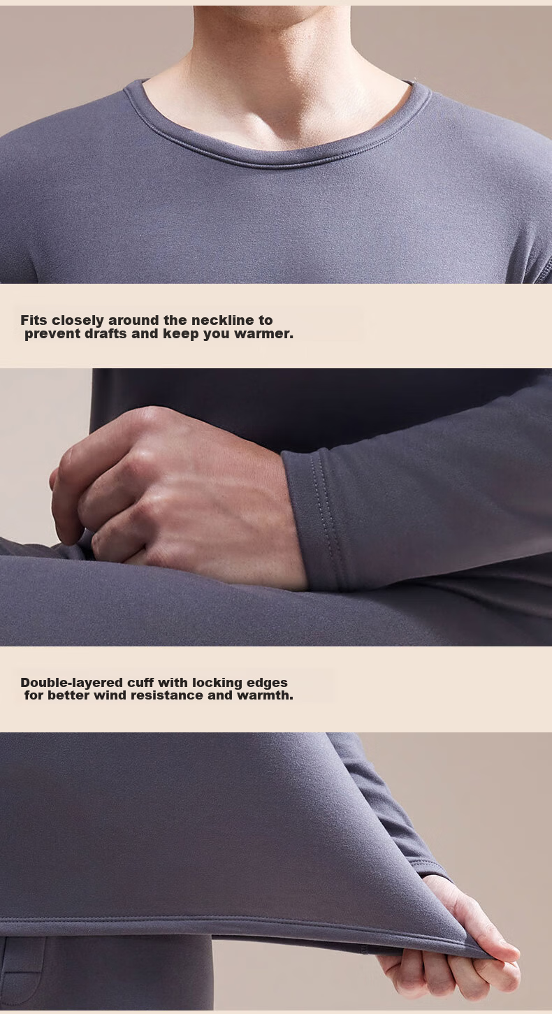 Urban Beauty [Goose Down Tencel] Thermal Underwear Men Autumn Winter German Velvet Wool Anti-Static Autumn Clothes and Pants Base Layer Set 10